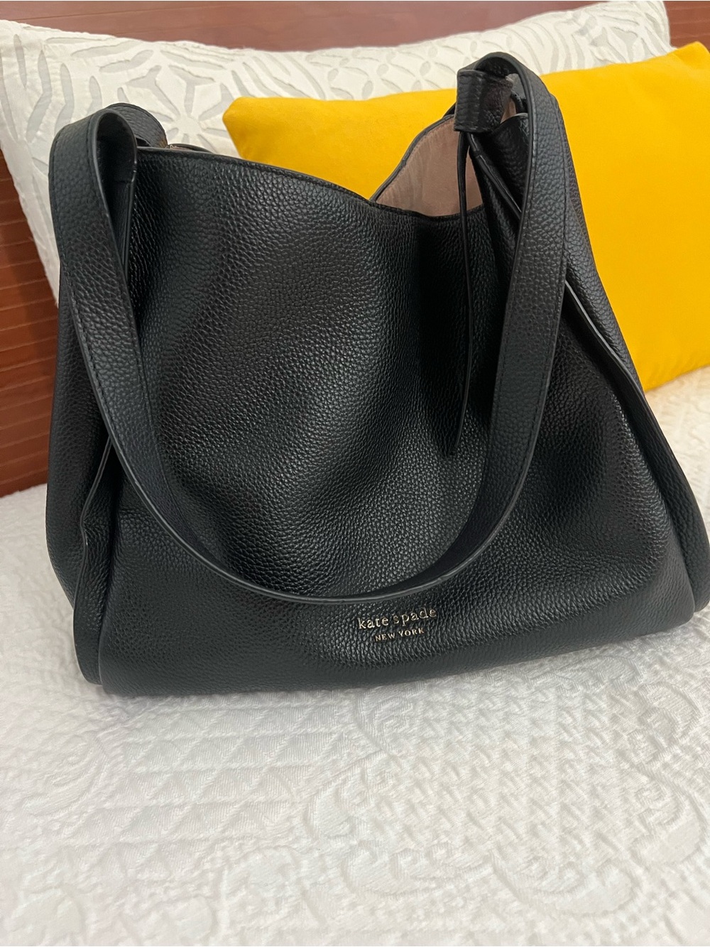 kate spade Black Pebbled Leather Shoulder Tote